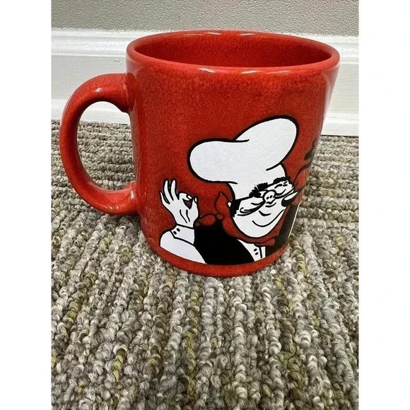 Vintage RARE WAECHTERSBACH West Germany Coffee Tea Mug Chef/Cook Red White EUC - Picture 4 of 13